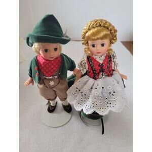 Vtg Susan Wakeen Alpine Austria Hansel Gretel Dolls W/Stand 8" Lot of 2
